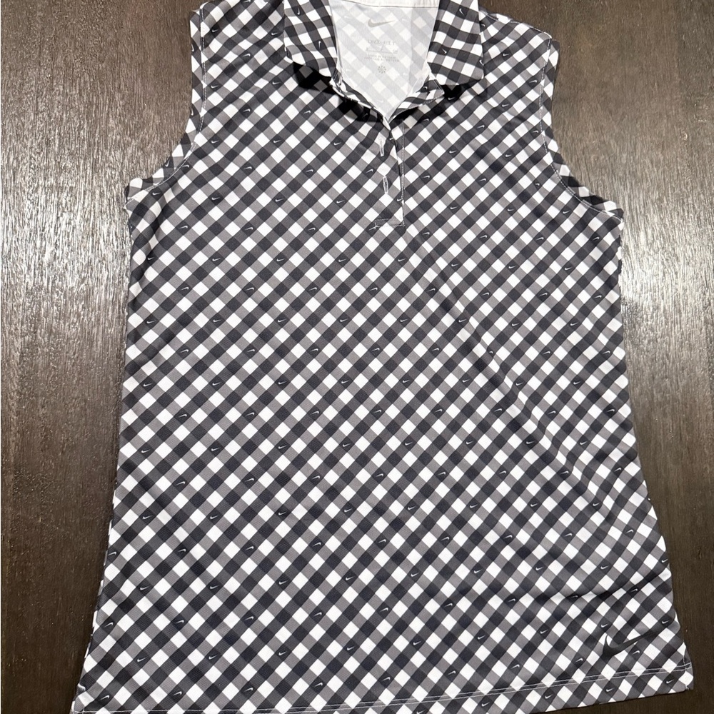 Nike Black and White Checkered Sleeveless Blouse